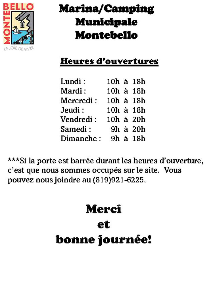 horaire marina
