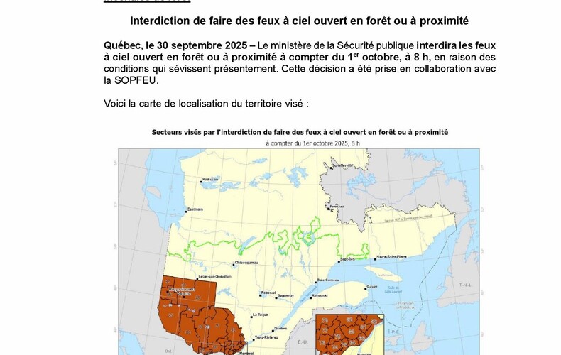 Interdiction de faire des feux à ciel ouvert